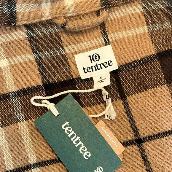 NWT Tentree Flannel Utility Jacket. Button Up Shacket - Cartouche/Slate Brown - Picture 8 of 12